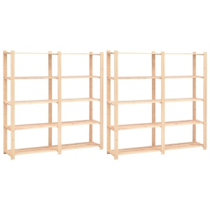 Etajere cu 5 rafturi, 2 buc, 170x38x170 cm, lemn de pin, 500 kg