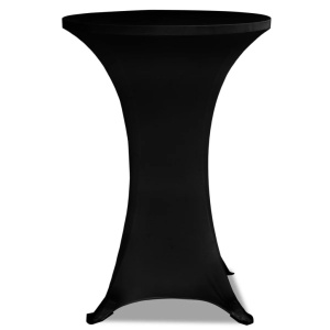 Faţă de masă pentru mese inalte Ø 60 cm Negru Elasticizată 2 buc - Img 3
