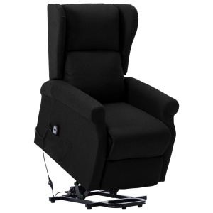 Fotoliu cu ridicare pe verticală, negru, material textil - Img 2