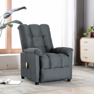 Fotoliu de masaj rabatabil, gri deschis, material textil
