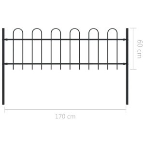 Gard de grădină cu vârf curbat, negru, 1,7 x 0,6 m, oțel - Img 5