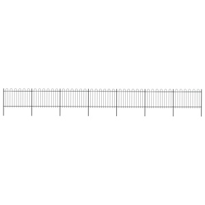 Gard de grădină cu vârf curbat, negru, 11,9 x 1,2 m, oțel