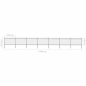 Gard de grădină cu vârf curbat, negru, 11,9 x 1,2 m, oțel - Img 5