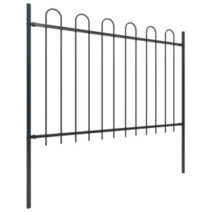 Gard de grădină cu vârf curbat, negru, 5,1 x 1,2 m, oțel - Img 2