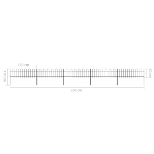 Gard de grădină cu vârf curbat, negru, 8,5 x 0,6 m, oțel - Img 5
