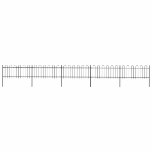 Gard de grădină cu vârf curbat, negru, 8,5 x 0,8 m, oțel