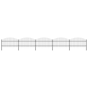 Gard de grădină cu vârf suliță, negru, (1-1,25) x 8,5 m, oțel