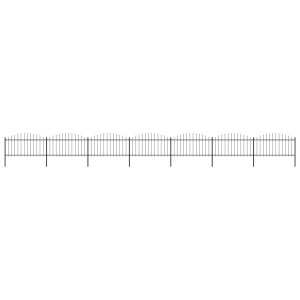 Gard de grădină cu vârf suliță, negru, (1,25-1,5)x11,9 m oțel