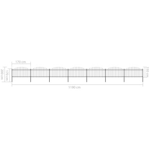 Gard de grădină cu vârf suliță, negru, (1,25-1,5)x11,9 m oțel - Img 5