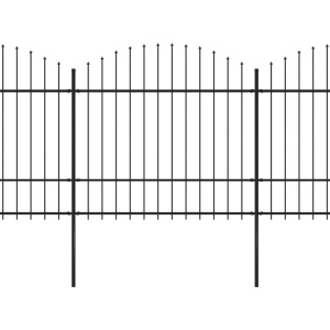 Gard de grădină cu vârf suliță, negru, (1,5-1,75) x 8,5 m, oțel - Img 2