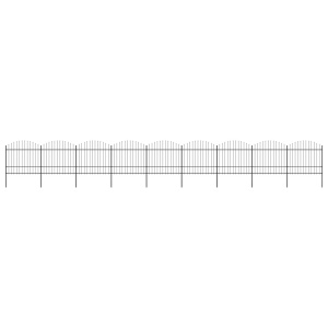 Gard de grădină cu vârf suliță, negru, (1,5-1,75)x15,3 m oțel