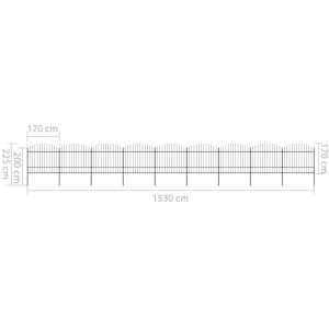 Gard de grădină cu vârf suliță, negru, (1,5-1,75)x15,3 m oțel - Img 5
