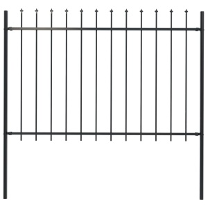 Gard de grădină cu vârf suliță, negru, 1,7 x 1,2 m, oțel