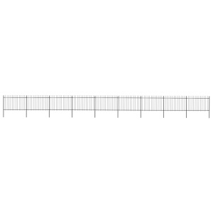 Gard de grădină cu vârf suliță, negru, 15,3 x 1,2 m, oțel