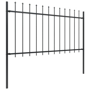 Gard de grădină cu vârf suliță, negru, 3,4 x 1 m, oțel - Img 2