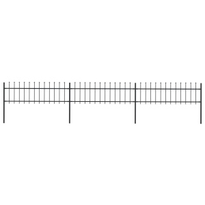 Gard de grădină cu vârf suliță, negru, 5,1 x 0,6 m, oțel