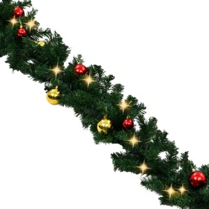 Ghirlandă de Crăciun decorată cu globuri și becuri LED, 20 m - Img 5