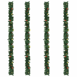 Ghirlande de Crăciun cu globuri, 4 buc., verde, 270 cm, PVC - Img 7