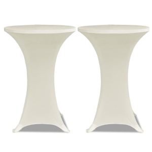 Husă de masă cu picior, 4 buc., crem, Ø80 cm elastic - Img 3