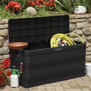 Ladă de depozitare pentru grădină, negru, 117 x 45 x 56 cm - Img 3
