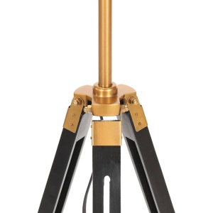 Lampă de podea trepied, negru și auriu, 141 cm, lemn masiv tec - Img 8