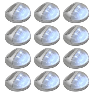 Lămpi solare de exterior cu LED-uri, 12 buc., argintiu, rotund