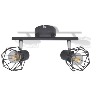 Lustră cadru sârmă stil industrial 2 becuri LED cu filament, negru - Img 3