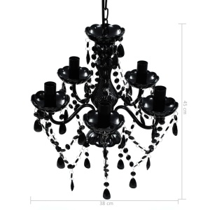 Lustră Cristal Artificial pentru 5 becuri Negru - Img 7