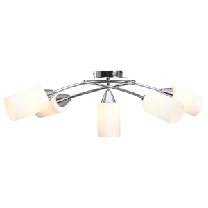 Lustră cu abajururi din ceramică, 5 becuri E14, alb, con - Img 3