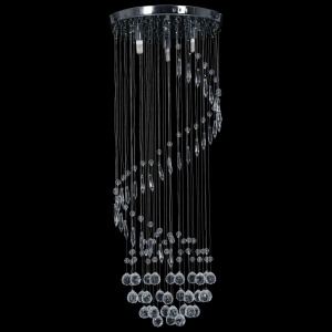 Lustră cu mărgele de cristal, argintiu, spirală, G9 - Img 3