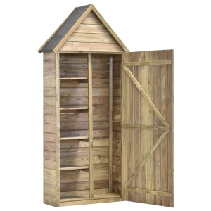 Magazie unelte de grădină cu ușă 77x37x178 cm lemn pin tratat - Img 8