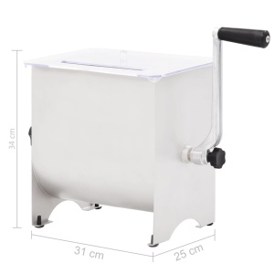 Malaxor de carne manual cu capac argintiu 20 L oțel inoxidabil - Img 6