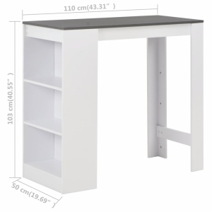 Masă bar cu rafturi, alb, 110x50x103 cm - Img 5