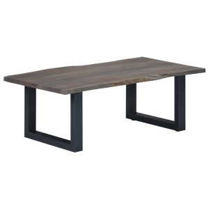 Masă cafea, muchii naturale gri 115x60x40 cm, lemn masiv acacia - Img 6