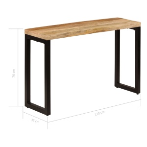 Masă consolă, 120 x 35 x 76 cm, lemn masiv mango & oțel - Img 12