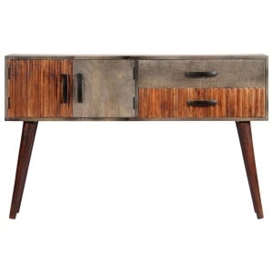 Masă consolă, gri, 120x35x75 cm, lemn masiv de mango nefinisat - Img 4