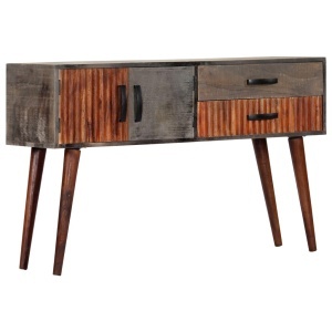 Masă consolă, gri, 120x35x75 cm, lemn masiv de mango nefinisat - Img 11