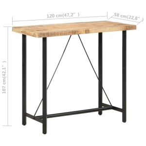 Masă de bar, 120 x 58 x 107 cm, lemn de mango nefinisat - Img 6