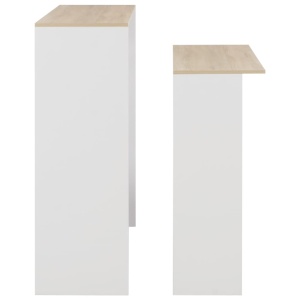 Masă de bar cu 2 blaturi, alb și stejar, 130x40x120 cm - Img 5