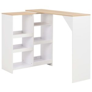 Masă de bar cu raft mobil, alb, 138x40x120 cm
