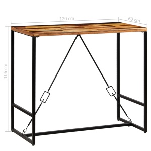 Masă de bar din lemn masiv reciclat, 120 x 60 x 106 cm - Img 11