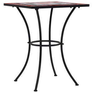 Masă de bistro mozaic, cărămiziu și alb, 60 cm, ceramică - Img 2