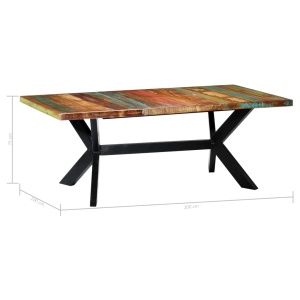 Masă de bucătărie, 200x100x75 cm, lemn masiv reciclat - Img 8