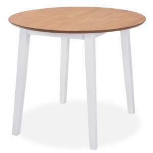 Masă de bucătărie extensibilă, rotund, MDF, alb