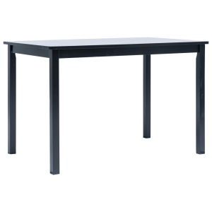 Masă de bucătărie, negru, 114 x 71 x 75 cm, lemn masiv de hevea