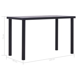 Masă de bucătărie, negru &amp; gri beton, 120 x 60 x 75 cm, MDF - Img 5