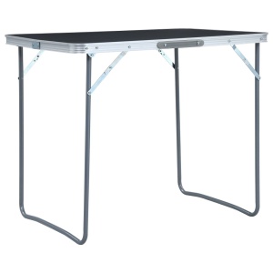 Masă de camping pliabilă cu cadru metalic, gri, 80 x 60 cm