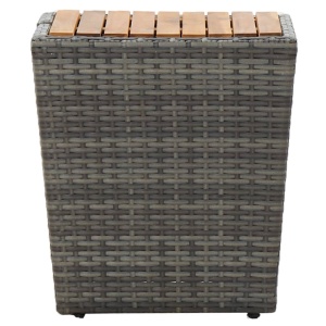 Masă de ceai gri 41,5x41,5x43 cm poliratan lemn masiv acacia - Img 2