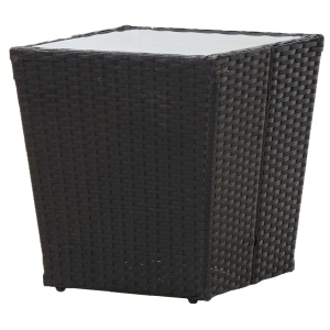 Masă de ceai negru 41,5x41,5x43 cm poliratan sticlă securizată - Img 3