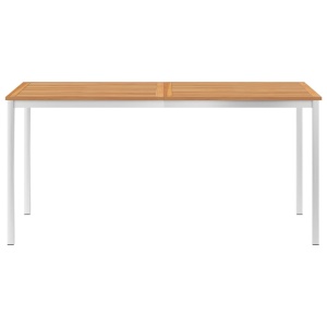 Masă de grădină 160x80x75cm lemn masiv de tec & oțel inoxidabil - Img 2